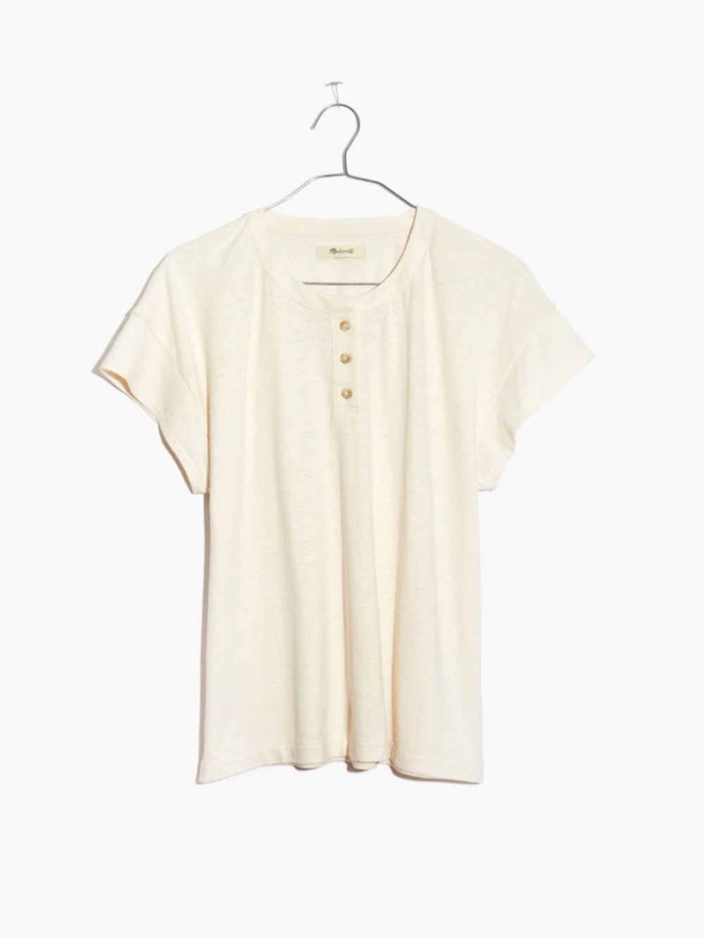 Madewell Ivory Short Sleeve Henley Tee